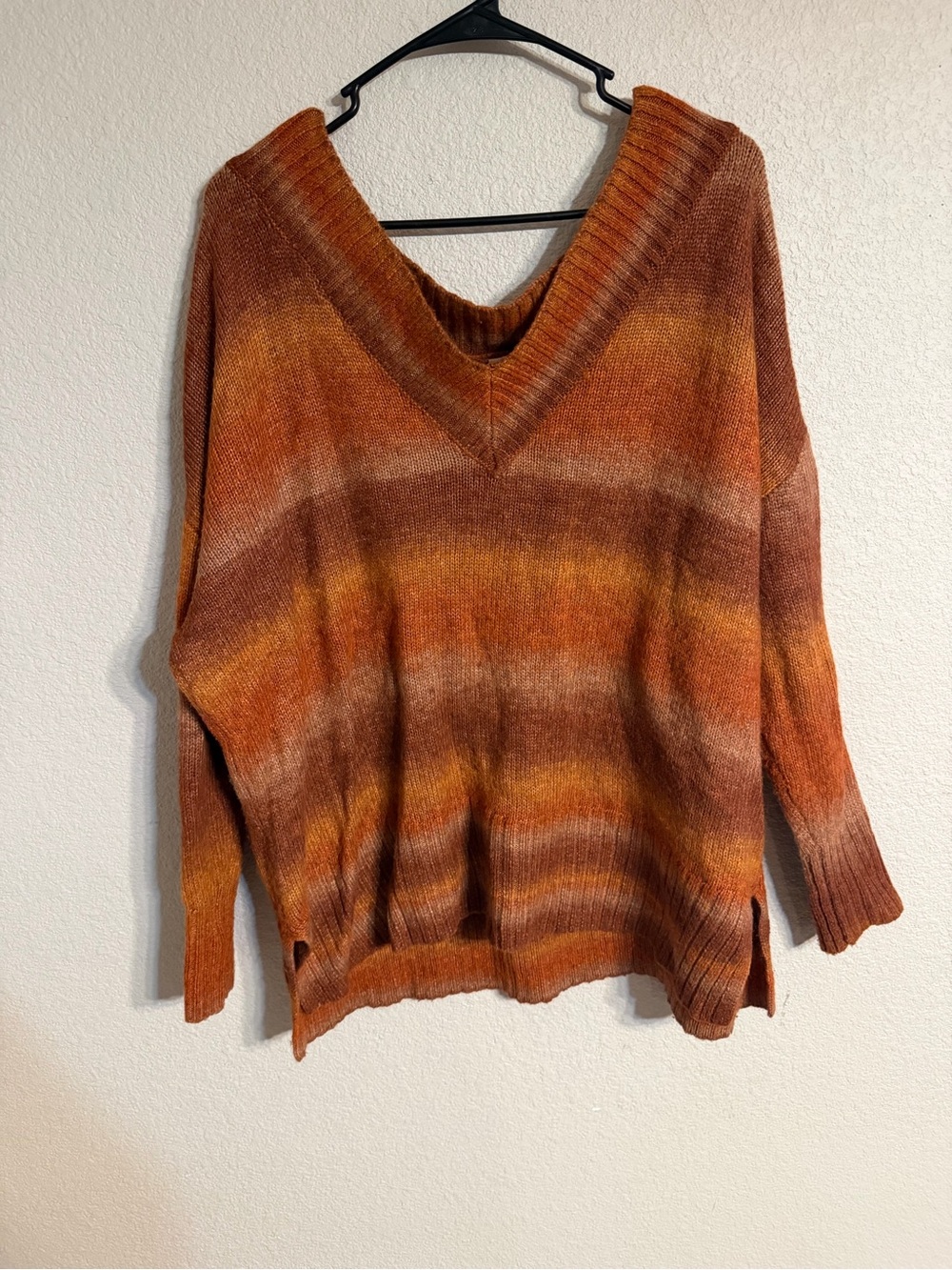 a.n.a Rust and Burnt Orange Ombre V-Neck Sweater
